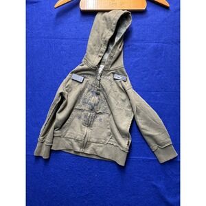 Military Boys Alpha Industries Graphic Zip Up Hoodie 4T Olive Green